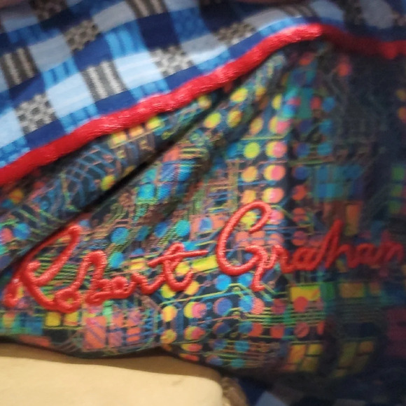 Robert Graham Blue and Grey Gingham Casual Shirt - Picture 2 of 10